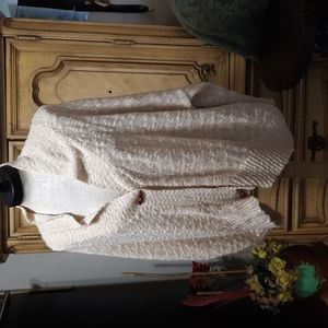 Womens Sweater Jacket Cream long sleeve knit soft drop hang Medium ELAN